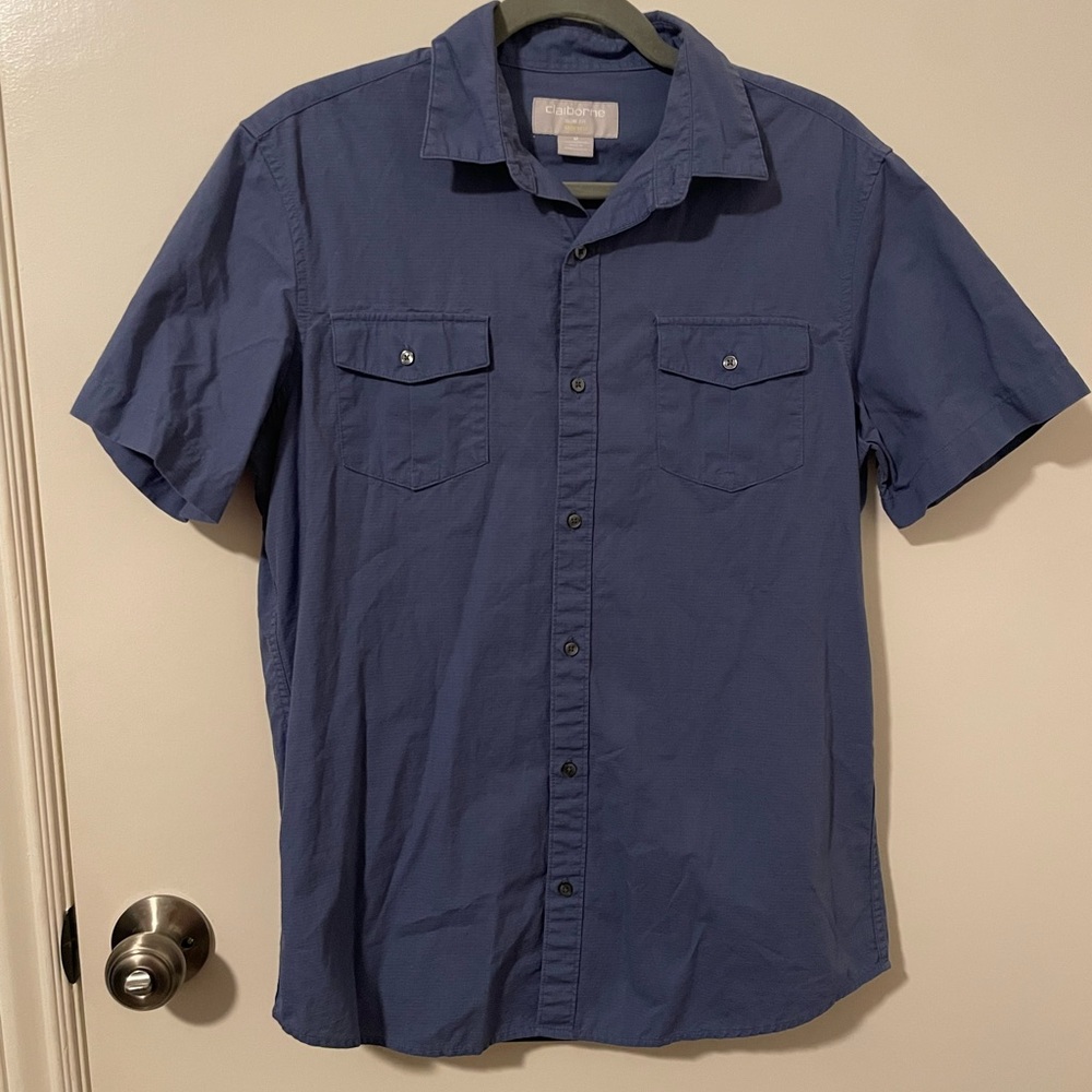 Claiborne Men's Casual Blue Button Down Shirt